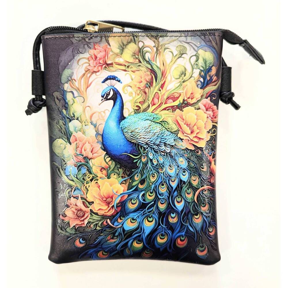 NEW SAAKSHA & KINNI women's majestic crossbody cell phone bag in peacock print